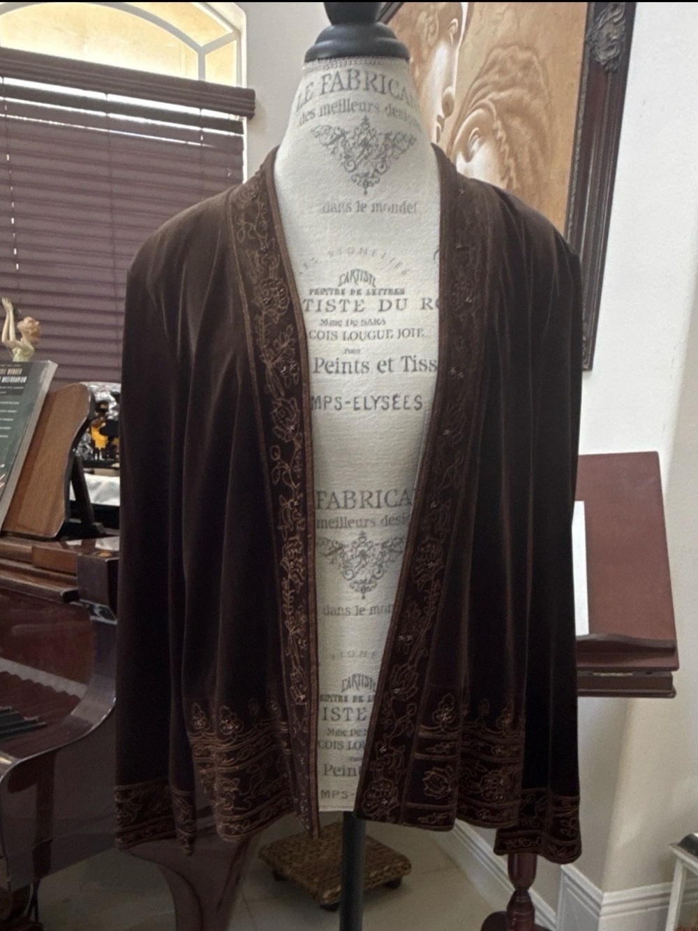 Coldwater Creek Brown Jacket with intricate design